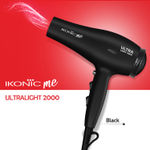 Buy Ikonic Me Ultralight 2000 Hair Dryer - Black | Hair Dryer 2000 Watts With Nozzle, Diffuser, Hot And Cold Air Feauture, 2 Speed 3 Heat Settings With Cool Shot, Hanging Loop, For Both Men And Women, Suitable For All Hair Types, 1 Yr Warranty Black 1 pc - Purplle