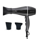 Buy IKONIC PROFESSIONAL 2100+ Hair Dryer 2000W, Black, 3 Heat And 2 Speed Settings, Cool Shot, Low Noise Function Interchangeable Nozzles, Professional Styling, For Women And Men, All Hair Type 1 pc - Purplle