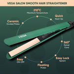Buy Vega Salon Smooth Hair Straightener & Brush combo| Salon Smooth Hair Straightener (VHSH-42) & Wooden Paddle Hair Brush (E1-PB) Combo of 2 - Purplle