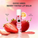 Buy Good Vibes Berry Tinted Lip Balm SPF 50 PA+++ 4 gm | Natural Berry Tint for Rosy, Bright Lips | With Hyaluronic Acid, Strawberry & Butter Fusion (Coconut, Almond & Shea) | Hydrating, Nourishing & UV Protective | 12 Hr Moisture | Non-Sticky Formula - Purplle