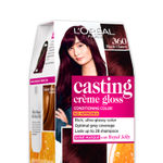 Buy L'Oreal Paris Casting Creme Gloss Hair Color With Glycolic Gloss Complex | Shade 360 - Black Cherry | 60ml + 40ml + 60g - Purplle