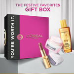 Buy L'Oreal Paris Worth It Festive Favourites Gift, Set of 3 - &nbsp;Color Riche Satin Lipstick - 570, 5 ml +&nbsp; Extraordinary Oil Hair Serum, 30 ml + Glycolic Bright Glowing Cream SPF 30, 15 ml - Purplle