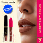 Buy NY Bae X Faces Canada Everyday Brown Combo | NY Bae Velvet Mousse Liquid Lipstick - Spicy Rust 06 (6.5 ml) | FACES CANADA Comfy Matte Wow Liquid Lipstick - Cocoa Crush 07 (3.8 ml) | Highly Pigmented| Smudgeproof | Moisturising Lipsticks - Purplle