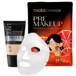 Buy Faces Canada Glow & Glam Combo - All Day Hydra Matte Foundation Mini | Absolute Ivory 012, 18 ml + Pre-Makeup Moisture Glow Sheet Mask (20 gm) - Purplle