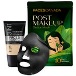 Buy FACES CANADA Clear Glow Combo | Hydra Matte Foundation Mini - Absolute Ivory 012 (18 ml) + Post-Makeup Detox Sheet Mask (25 gm) | Deeply Cleanses Skin | Lightweight | Flawless Makeup Base - Purplle