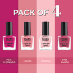 Buy FACES CANADA Ultime Pro Splash Nail Enamel - Pink Fever Combo | Pink Flemenco 21 (8 ml) + Ignite 35 (8 ml) + Twinkle 36 (8 ml) + Pink Punch 130 (8 ml) | Glossy Finish | Long Lasting | Pack of 4 - Purplle