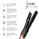 Buy MakeMeeBold by Urban Yog Wet To Straight Air Brush | 1200W Wet To Dry Hair Straightener With Smart Airflow | 1.4" Ceramic Plates & Teeth | 3 Air Speed Settings | Air Straightener For Hair, Black, 1 Pc - Purplle