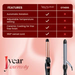 Buy MakeMeeBold by Urban Yog Rotating Hair Curling Iron,14 Temperature Settings (100°C - 230°C),25 Mm Ceramic Barrel,Two-Way Rotation,Auto Shut-Off,Dual Voltage,360° Swivel Cord,Travel-Friendly,Rose Gold, 1 Pc - Purplle