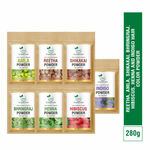 Buy TQS 100% Natural & Organic Reetha, Amla, Shikakai, Bhringraj, Hibiscus, Henna & Indigo Powder Set - 280 gm - Purplle