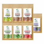 Buy TQS 100% Natural & Organic Reetha, Amla, Shikakai, Bhringraj, Hibiscus, Henna & Indigo Powder Set - 280 gm - Purplle