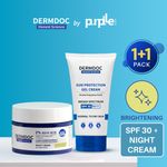 Buy DERMDOC Glow & Protect Combo (Combo of 2) | 2% Kojic Acid Glow Fusion Formula Night Cream (50 gm) | UVA & UVB Broad Spectrum Sun Protection Gel Cream with SPF 30 PA+++ (50 gm) - Purplle