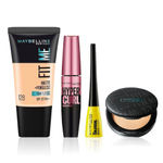 Buy Maybelline Festive Glow Essentials (Pack of 4) : Hypercurl Mascara Black (9.2 ml) + Colossal Bold Pencil Eyeliner Black (3 ml) + Fit Me Matte+Poreless Foundation 128 Warm Nude (18 ml) + Fit Me 16Hr Oil Control Compact 128 Warm Nude (6 gm) - Purplle