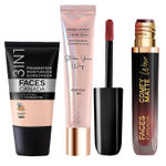 Buy FACES CANADA Celeb Glow Combo | Strobe Cream - Rose Gold, 18 ml + Hydra Matte Foundation - Rose Ivory, 18 ml + Comfy Matte Wow - Cocoa Crush, 3.8 ml | SPF 30 | Highlighter | Highly Pigmented | Buildable Coverage | Pack of 3 - Purplle