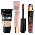 Buy FACES CANADA Celeb Glow Combo | Strobe Cream - Rose Gold, 18 ml + Hydra Matte Foundation - Absolute Ivory, 18 ml + Comfy Matte Wow - Cocoa Crush, 3.8 ml | SPF 30 | Highlighter | Highly Pigmented | Buildable Coverage | Pack of 3 - Purplle
