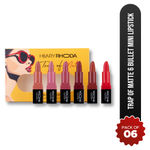 Buy Hilary Rhoda Trap Of Matte 6 Bullet Mini Lipsticks | Infused with SPF 15 | Long-Lasting Formula & Trendy Lipstick Shades | Paraben-Free & Cruelty-Free | Pack of 6 - 1.5 X 6 gm - Purplle