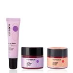 Buy Cureskin Triple Lip Care Set | Brightens & Exfoliates with Walnut Shell Powder Scrub, Hydrates & Tints with Fruit Extracts, and Defends with SPF 15 & Amino Acids (7 gm + 7 gm + 10 gm) Combo of 3 - Purplle