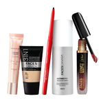 Buy Faces Canada Fresh Glow Kit (Ultime Pro Makeup Fixer 50 ml + Strobe Cream Mini- Rose Gold (18 gm) + All Day Hydra Matte Foundation - Mini + Comfy Matte Wow Liquid Lipstick - Cocoa Crush + Magneteyes Kajal - Black) Combo of 5 - Purplle