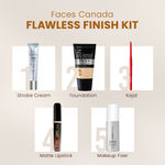 Buy Faces Canada Flawless Finish Kit (Ultime Pro Makeup Fixer 50 ml + Strobe Cream Mini- Silver (18 gm) + All Day Hydra Matte Foundation - Mini + Comfy Matte Wow Liquid Lipstick - Choco Couture + Magneteyes Kajal - Black) Combo of 5 - Purplle