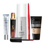 Buy Faces Canada Flawless Finish Kit (Ultime Pro Makeup Fixer 50 ml + Strobe Cream Mini- Silver (18 gm) + All Day Hydra Matte Foundation - Mini + Comfy Matte Wow Liquid Lipstick - Choco Couture + Magneteyes Kajal - Black) Combo of 5 - Purplle