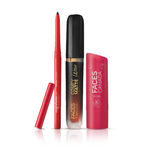 Buy Faces Canada On-the-Go Glow Combo Makeup Kit (Comfy Matte Wow Liquid Lipstick - Cocoa Crush + Color Lip Balm - Rose Petal + Magneteyes Kajal - Black) combo of 3 - Purplle