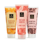 Buy Good Vibes Feel Good Bath Trio (Combo of 3) | | Papaya & Peach Juicy Glow Shower Gel | Shea Butter & Cocoa Creamy Care Shower Gel | Ubtan & Sandalwood Shower Gel | (200 ml x 3) - Purplle