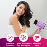 Buy AGARO HD-1211 Hair Dryer 1100 Watts, 2 Heat Speed and Cool Mode, Foldable (Compact in Size), Purple - 1 pc - Purplle