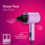 Buy AGARO HD-1211 Hair Dryer 1100 Watts, 2 Heat Speed and Cool Mode, Foldable (Compact in Size), Purple - 1 pc - Purplle