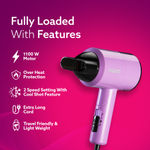 Buy AGARO HD-1211 Hair Dryer 1100 Watts, 2 Heat Speed and Cool Mode, Foldable (Compact in Size), Purple - 1 pc - Purplle