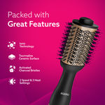 Buy AGARO HV2179 Hot Air Brush for Hair, Blow Dryer Brush, Volumizer & Styler, 360° Airflow Vent, Oval Barrel for Hair Volume, Charcoal Bristles, Ceramic Coating Brushing Head, 1200W, Gold & Black - 1 pc - Purplle
