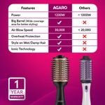 Buy AGARO HV2179 Hot Air Brush for Hair, Blow Dryer Brush, Volumizer & Styler, 360° Airflow Vent, Oval Barrel for Hair Volume, Charcoal Bristles, Ceramic Coating Brushing Head, 1200W, Gold & Black - 1 pc - Purplle