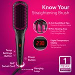 Buy AGARO HSB2206 Hair Straightening Brush, 2-in-1 Hair Straightening and Combing, Ionic Technology, Anti-Scald Feature, Temperature Control and Auto Shut Off Function, Black - 1 pc - Purplle