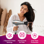 Buy AGARO HD-1124 2400 Watts Professional Hair Dryer with AC Motor, 2 Concentrator Nozzle, Diffuser, Hot and Cold Air, 2 Speed 3 Temperature Settings with Cool Shot for Both Men and Women, Silver - 1 pc - Purplle