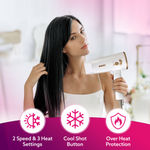 Buy AGARO HD 1217 Hair Dryer, 2 Speed 3 Temperature Settings, Cool Shot, Foldable Handle, 1800Watts, Hair Drying, Hair Styling For Men & Women , White - 1 pc - Purplle