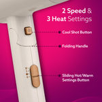 Buy AGARO HD 1217 Hair Dryer, 2 Speed 3 Temperature Settings, Cool Shot, Foldable Handle, 1800Watts, Hair Drying, Hair Styling For Men & Women , White - 1 pc - Purplle