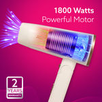 Buy AGARO HD 1217 Hair Dryer, 2 Speed 3 Temperature Settings, Cool Shot, Foldable Handle, 1800Watts, Hair Drying, Hair Styling For Men & Women , White - 1 pc - Purplle