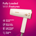 Buy AGARO HD 1217 Hair Dryer, 2 Speed 3 Temperature Settings, Cool Shot, Foldable Handle, 1800Watts, Hair Drying, Hair Styling For Men & Women , White - 1 pc - Purplle
