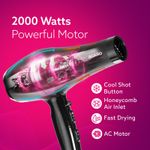 Buy AGARO HD-1120 2000 Watts Professional Hair Dryer with AC Copper Motor, Concentrator, Diffuser, Comb, Hot & Cold Air, 2 Speed 3 Temperature Settings with Cool Shot, For both Men & Women, Black - 1 pc - Purplle