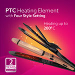 Buy AGARO 4 in1 hair Straightener,Wavy Hair, Crimper, Curler, Hair Styler, Keratin Infused Ceramic Coated Plate, Variable Style Settings, Hair Styling, Black & Rose Gold, HS1719 - 1 pc - Purplle