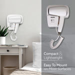 Buy AGARO HD1417 Wall Mounted Hair Dryer 1400W, Electric Wall Mount Hair Dryer, Hotel, Bathroom, Household, Wall Hanging Dryer, White - 1 pc - Purplle