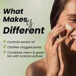 Buy MINATURE Neem & Green Tea Clarifying Ready-to-Use Clay Mask for Balanced, Smooth, and Naturally Refreshed Skin – 50 gm | With Salicylic Acid, Mandelic Acid, Hyaluronic Acid, Green Tea, Tea Tree & Neem Extracts – Dermatologically Tested Face Mask - Purplle