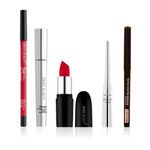 Buy Swiss Beauty Eye & Lip Essentials Kit Precision&nbsp;Mascara-Black, Swiss Beauty Bold Matt LipLiner -,Swiss Beauty Liquid Eyeliner-Black 4ml,Swiss Beauty You & Eye Power Black Kajal 0.30gm,Swiss Beauty Pure Matte Lipstick-Russsian-Red 3.8 gm Combo of 5 - Purplle