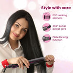 Buy AGARO Hair Straightener, Ceramic Coated Titanium Plate, PTC Heating, Plate locking function, Fast Heating, Hair Straightening, Hair Styling Iron For Women, HS1957, Dark grey & Purple - 1 pc - Purplle