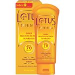Buy Lotus Herbals Safe Sun Sunscreen - Daily Multi-Function Sunblock | SPF 70 | PA+++ | Preservative Free | Oil Free | 100g - Purplle