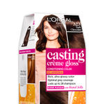 Buy L'Oreal Paris Casting Creme Gloss Hair Color With Glycolic Gloss Complex | Shade 323 - Dark Chocolate | 60ml + 40ml + 60g - Purplle