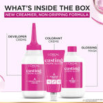 Buy L'Oreal Paris Casting Creme Gloss Hair Color With Glycolic Gloss Complex | Shade 400 - Dark Brown | 60ml + 40ml + 60g - Purplle