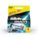 Buy Gillette Mach 3 Manual Shaving Razor Blades (Cartridge) 4s pack - Purplle