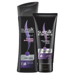 Buy Sunsilk Stunning Black Shine Shampoo (340 ml) + FREE Sunsilk Shiny Smooth & Tangle-Free Nourishing Conditioner (80 ml) - Purplle