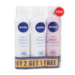Buy Nivea Fresh Natural Deodorant (150 ml) Buy 2 Get 1 Nivea Pearl & Beauty Deodorant (150 ml) FREE - Purplle