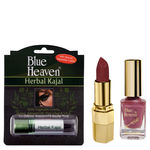 Buy Blue Heaven Xpression Lipstick Mc 132, Xpression Nail Paint 927 & Herbal Kajal Combo (4 g + 9 ml + 3 g) - Purplle