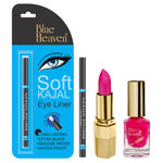 Buy Blue Heaven Xpression Lipstick P 064, Xpression Nail Paint 993 & Bh Kajal Liner Combo (4 g + 9 ml + 0.31 g) - Purplle